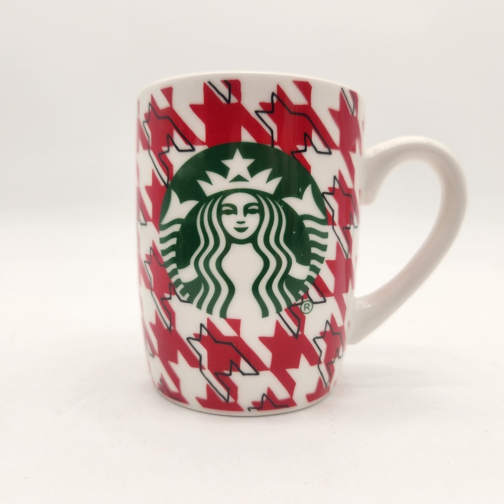 Starbucks Mermaid 2017 Houndstooth Mug Red White Green Logo 10 oz Ceramic - Picture 1 of 7